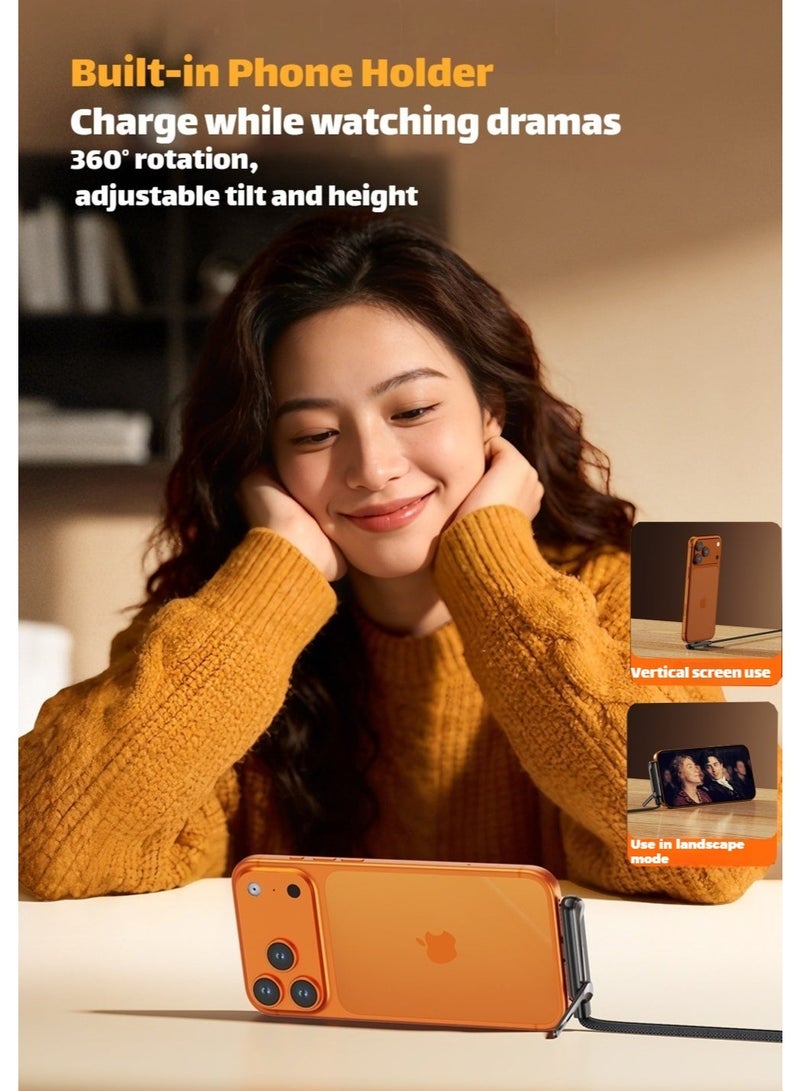 BASEMO 240W super-fast charging cable with built-in phone stand, compatible with iPhones, Android phones, tablets and laptops with USB-C interface, supports PD 20W to 70W fast charging, and is compatible with devices from mainstream brands such as Apple, Samsung, Huawei and Honor. Type-C to Type-C 1.5m black. - Image 3